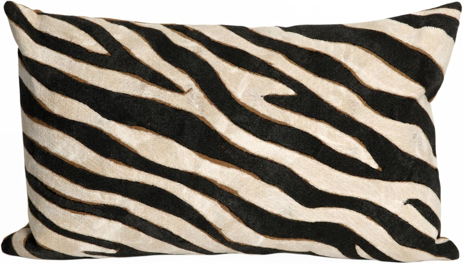 Black and Beige Zebra Print Rectangular Polyester Pillow