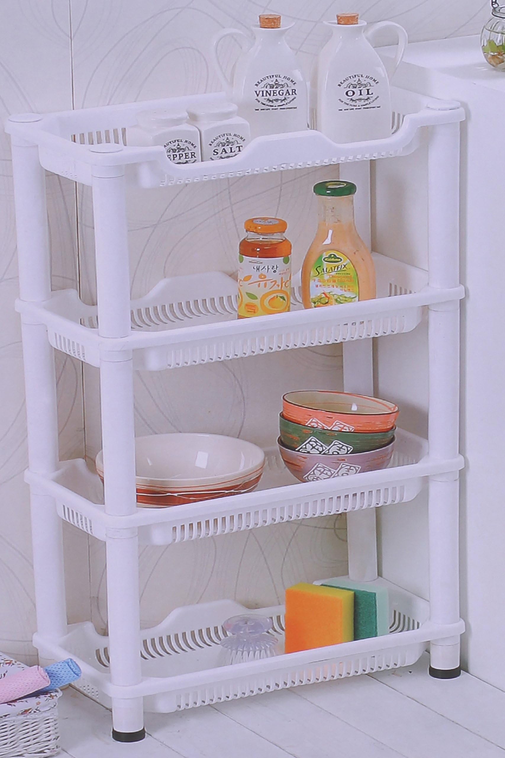 4-tier Plastic Storage/Organizer Shelf, White