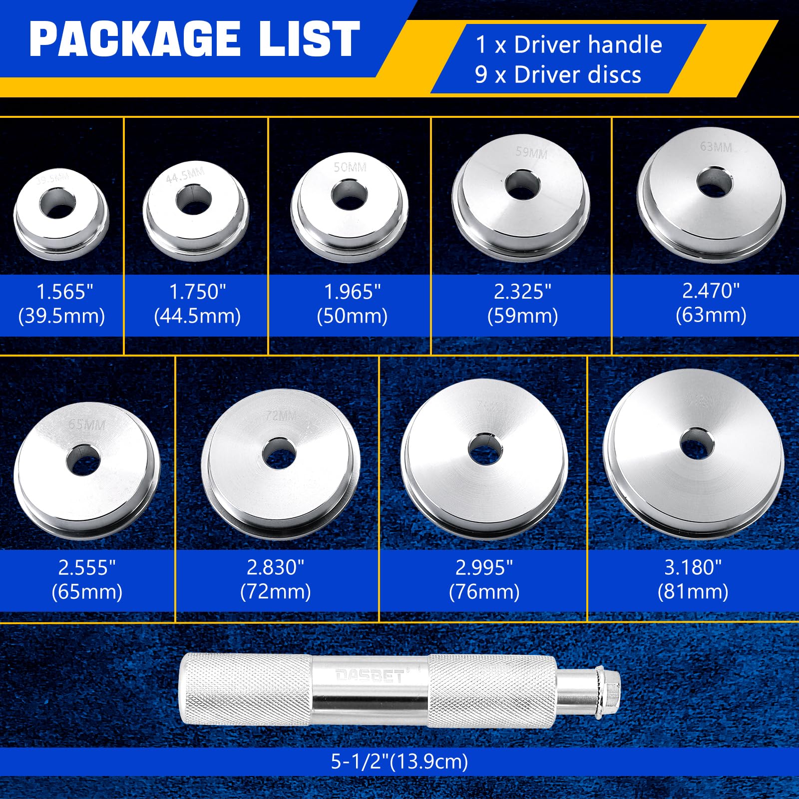 DASBET Coffret pour Le Montage des Roulements et Joint avec étui de Transport Master Kit Aluminium Valisette d's Outillage pour Roulement Universel pour roulements de Roue Automobile