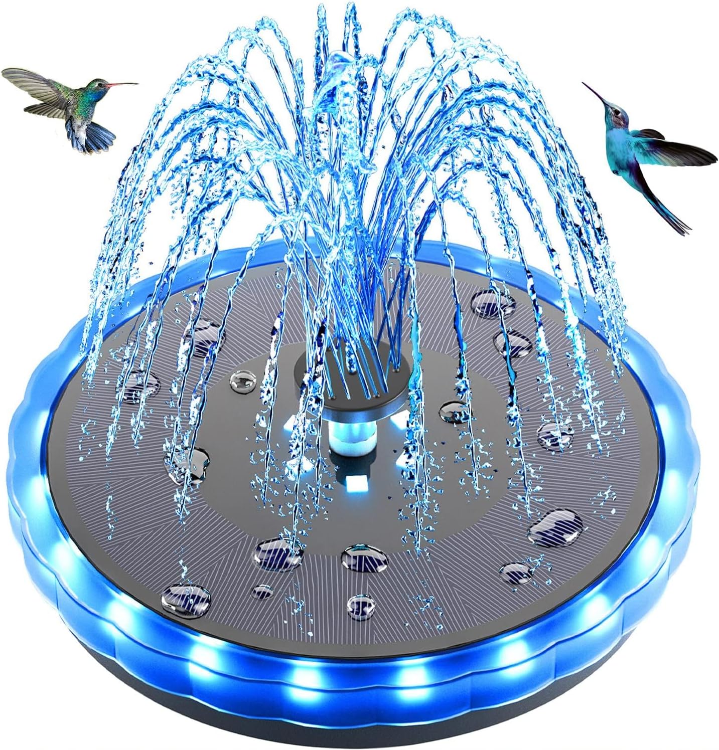 SZMP Solar Fountain, 4W Solar Powered Bird Bath Fountains with 4000 Battery, Color LED Lights, Outdoor Water Feature Fountain Pump with 7 Nozzle and 4