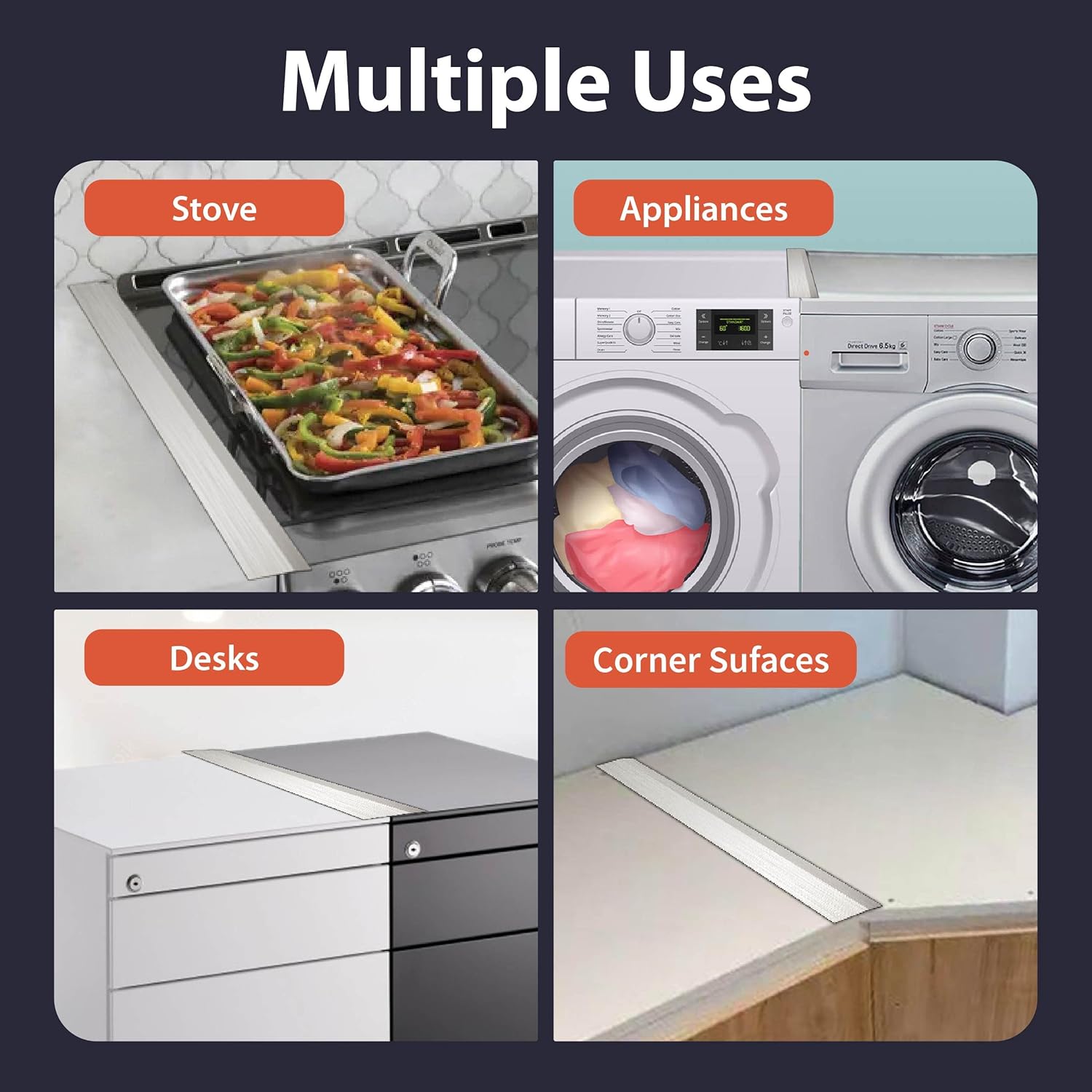 IIIOIIIA Kitchen Stove Counter Gap Cover (2 Pack) Stainless Gap Covers Between Stove and Counter with Wide & Long, Effectively Protect Stove Gap Filler Sealing Spills in Kitchen (20 Inch, Silver) : Appliances