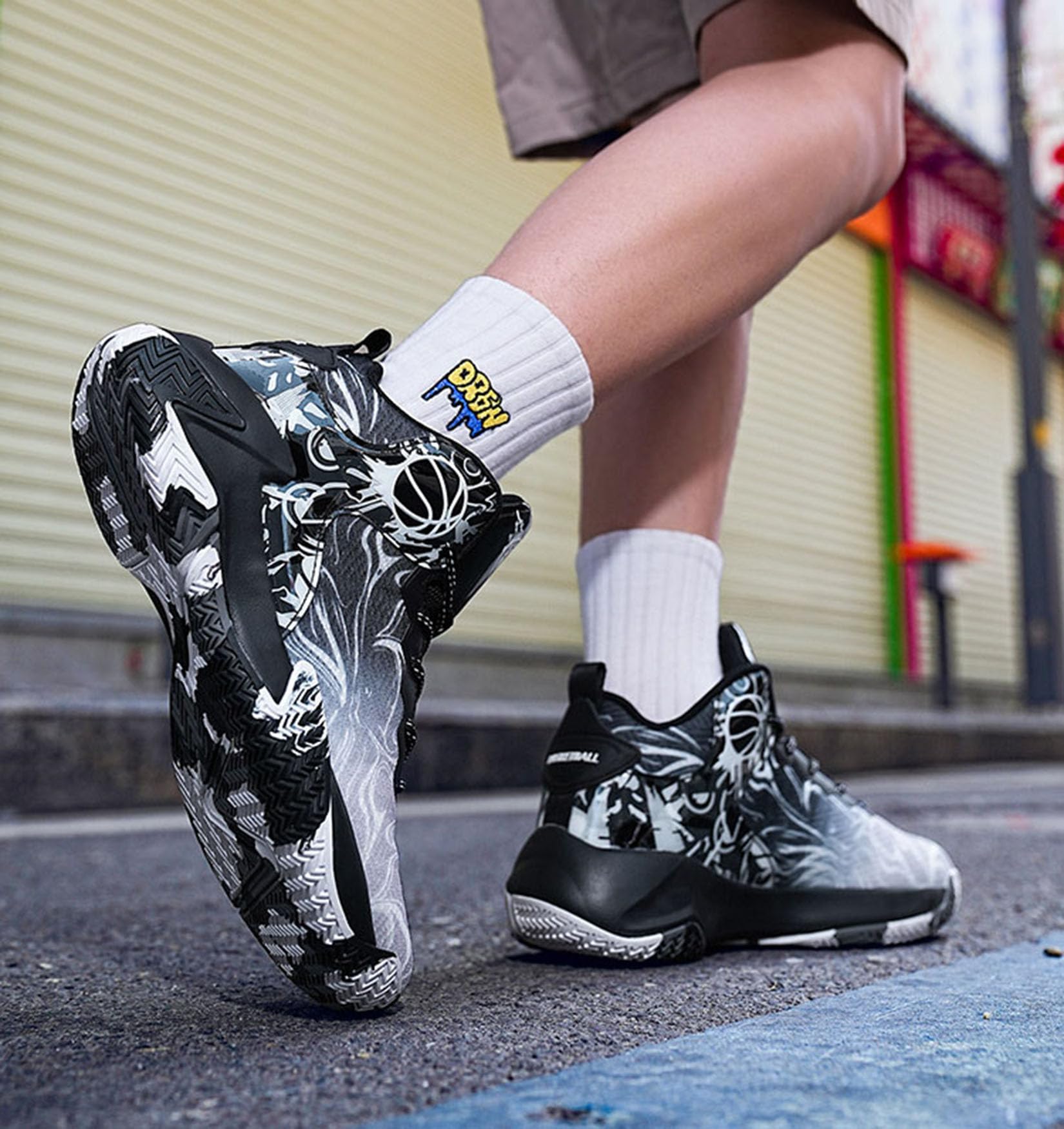 Męskie Buty Do Koszykówki Buty Treningowe Dla Chłopców Outdoor Buty Do Koszykówki Sportowe(48 EU, Q1)