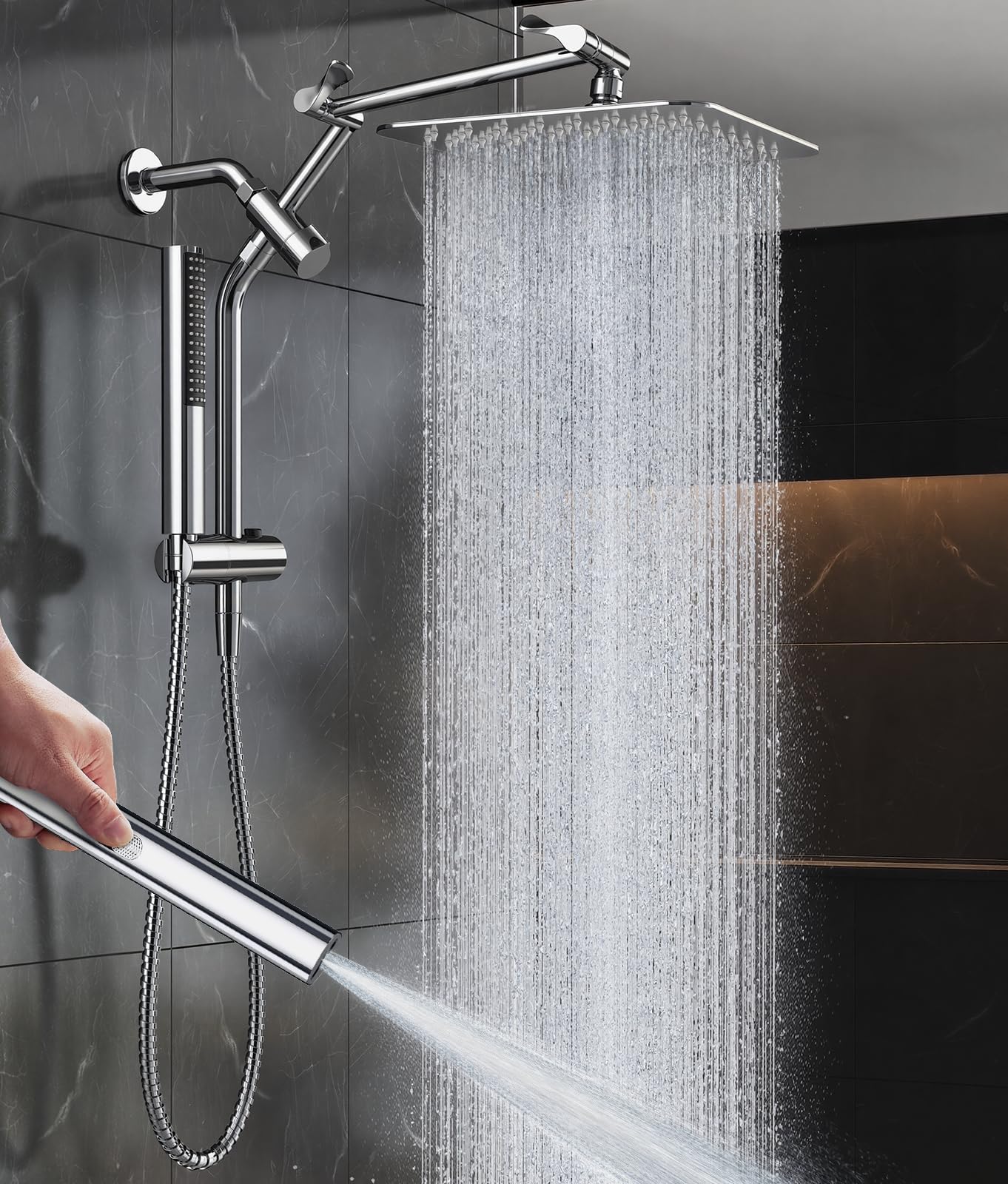 Veken All Metal 10 Shower Head with Handheld