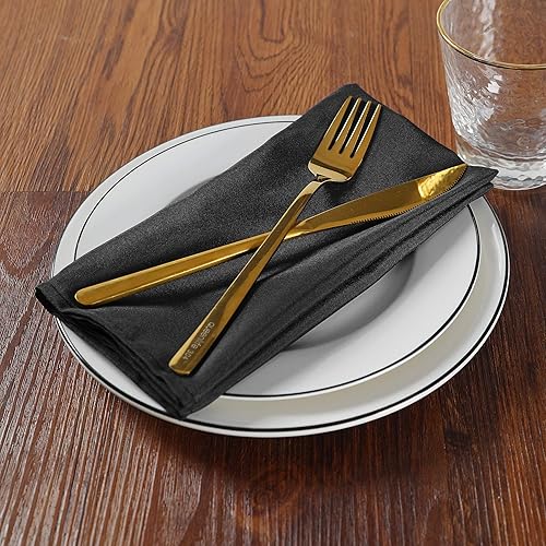 Miniatura 6 de Cloth Napkins 17x17 inch Washable Polyester Dinner Napkins Soft Table Napkins for Wedding Party Dining Banquet(Black,25PCS)