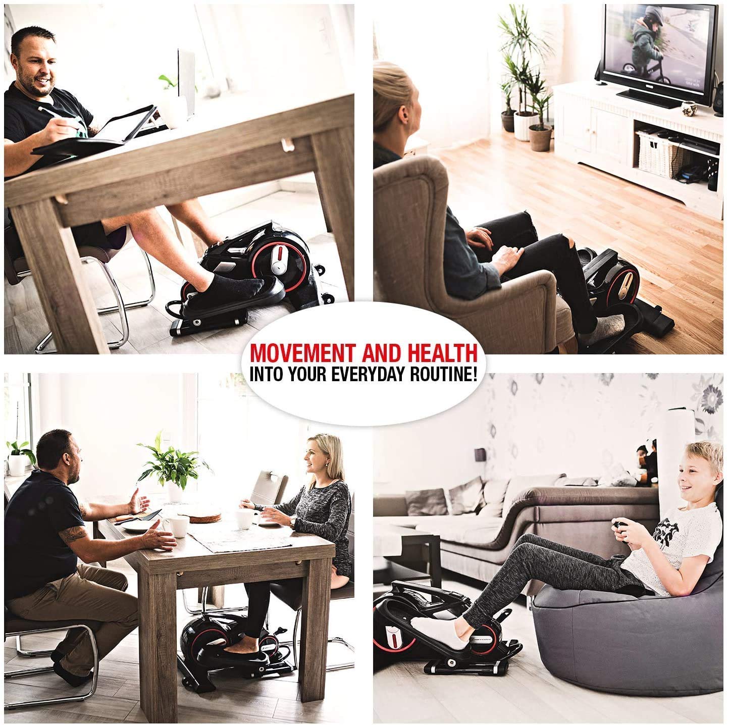 Mini ellittica da Allenamento Bluetooth con App Cyclette ellittica Passo-Passo per Esercizi in Ufficio a casa Pedale di Salute sul Posto di Lavoro Trainer