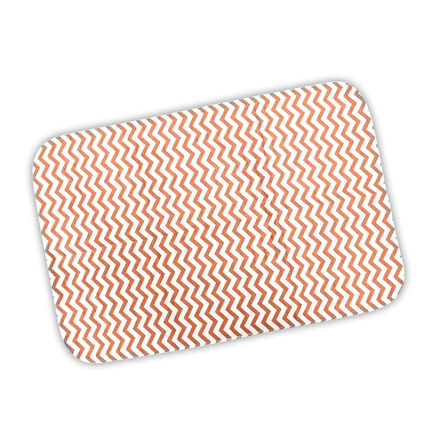 Lessy Messy Reusable Quickdry Waterproof Supersoft Baby Sleeping/Changing Mat (75cm*50cm - Medium Size -Peach Chevron)