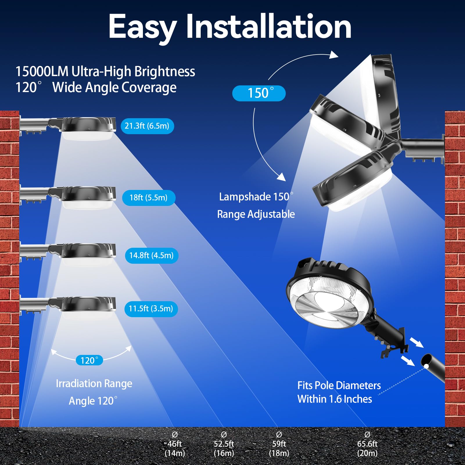 TIMOTOP LED Barn Light,150W,Yard Lights with Photocell,Dusk to Dawn Outdoor Lighting,15000LM,Exterior Security Lamp,IP66 Waterproof,6500k,150Â°Angle Adjustable,for Street,Farmhouse,Driveway