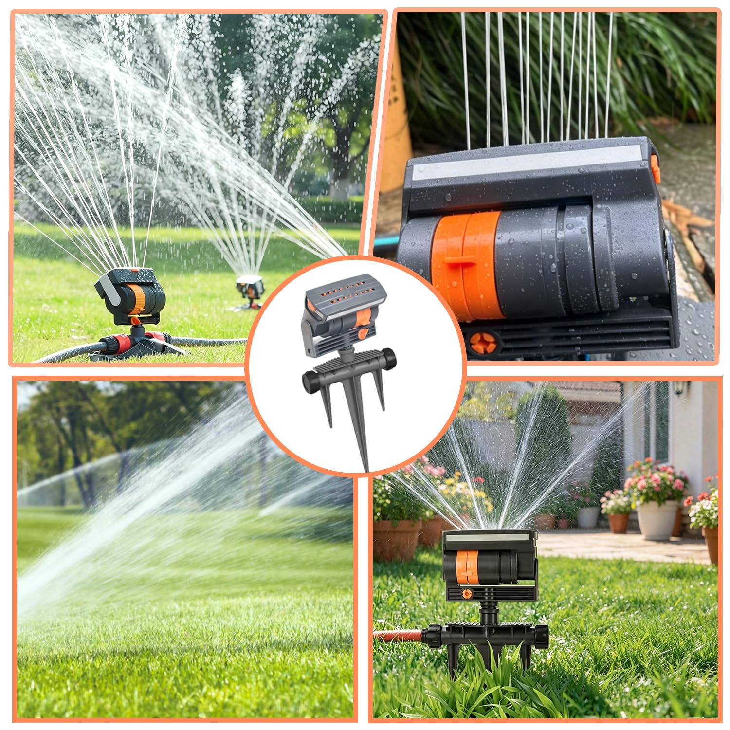 Viereckregner 16 Loch Rasensprenger für Kleine Flächen, 35 M² Rasensprenger Viereckregner Fächerspray Einstellbarer Wasserdurchfluss Rasensprinkler Rasenbewässerung & Sprinkleranlage für Garten Rase