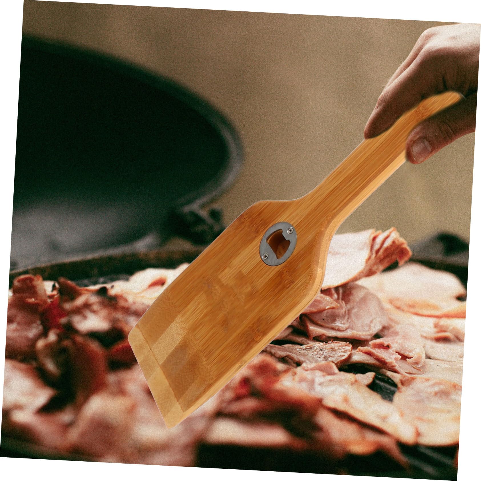 Pelle à Barbecue en Bois, Lot de 2, avec Ouvre-Bouteille