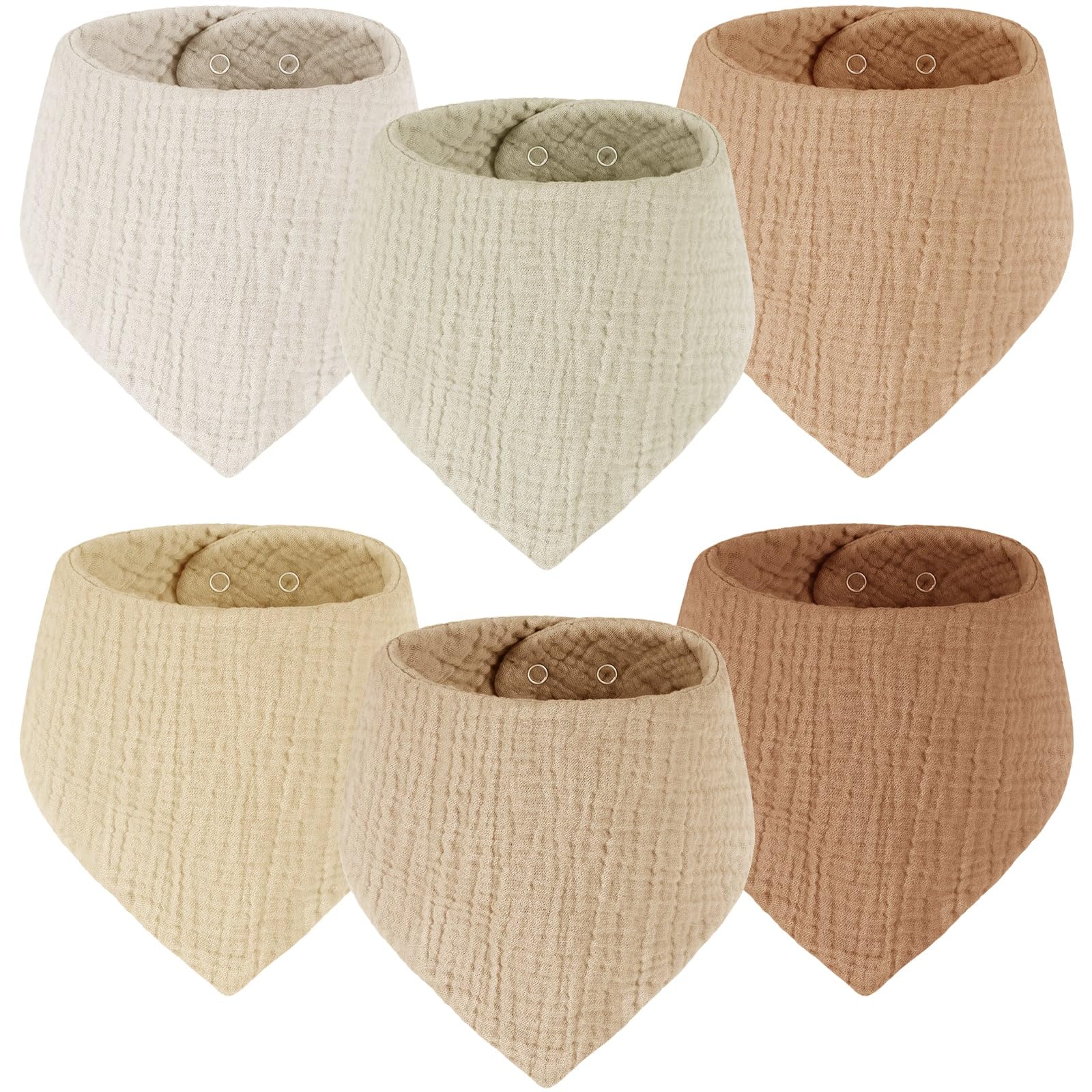 Yukkidds Lätzchen Baby Dreieckstuch 100% Baumwolle Musselin Halstuch für Neugeborene Junge und Mädchen Saugfähig und Verstellbare Halstücher Baby 6 Stück Beige&Braun
