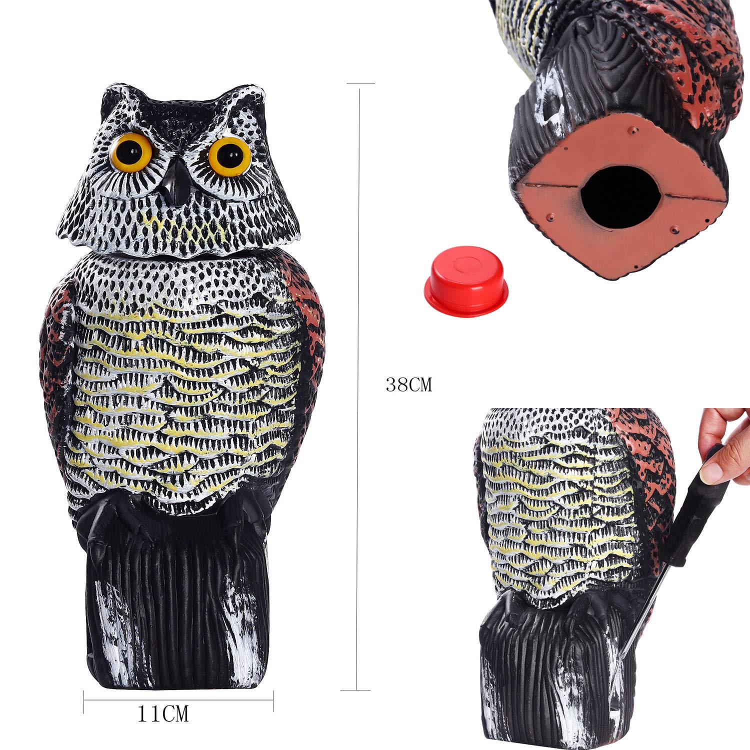 Gufo Spaventapasseri Da Giardino Con Testa Rotante - Decorazione Per Allontanare Uccelli E Roditori - Foto 4