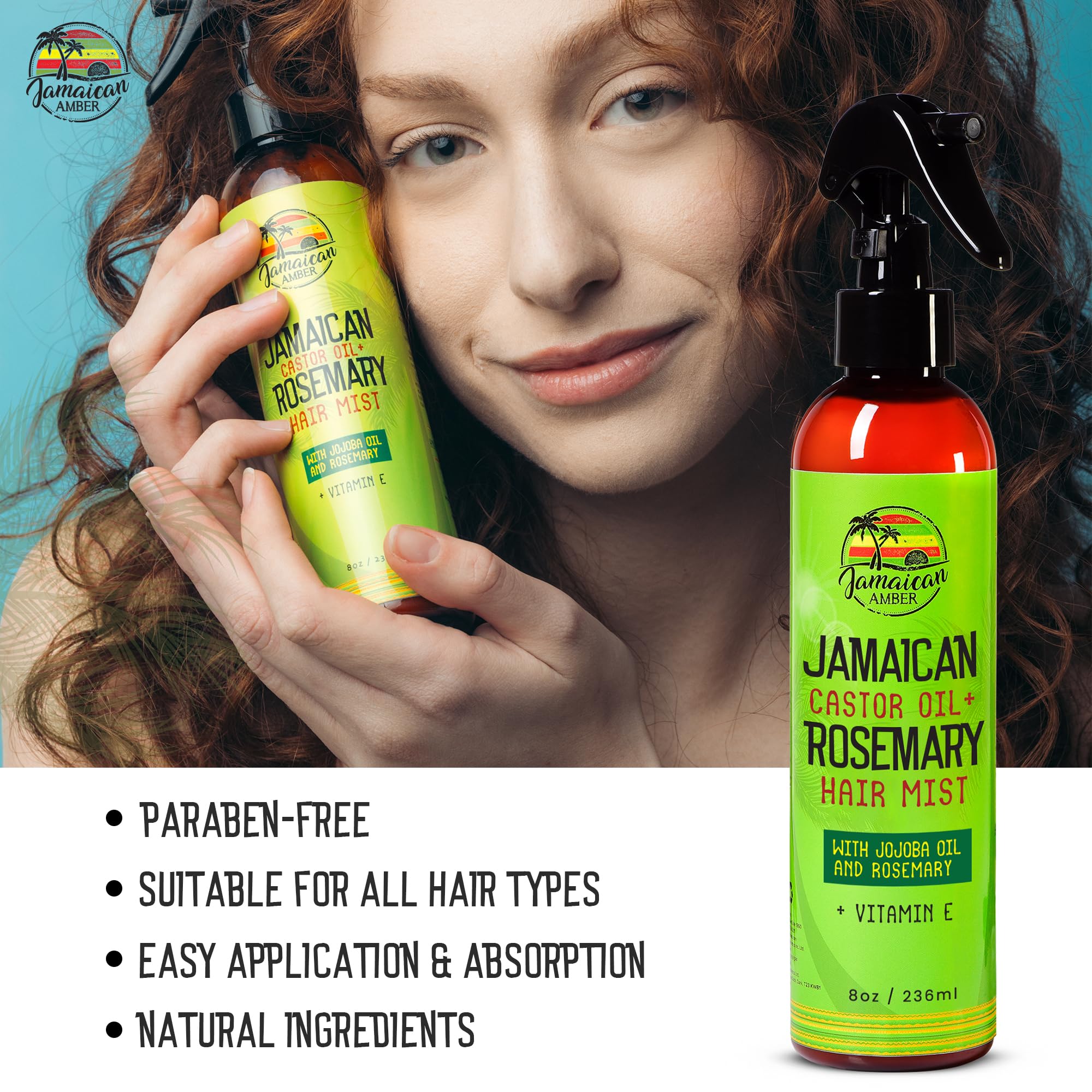 Jamaican Amber Jamaican Castor Oil & Romero Leave-in-Haarnebel 8 oz/236 ml