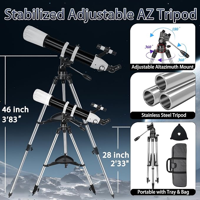 Telescopio Refractor Astronómico Hawkko 90mm 900mm miniatura 5