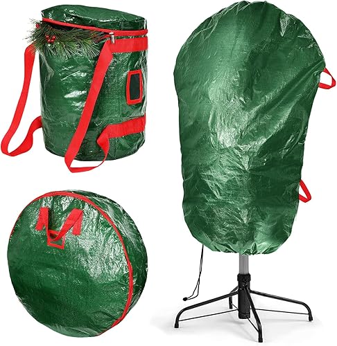 Abbylike Paquete de 3 bolsas verticales de almacenamiento para corona de árbol de Navidad para árbol de Navidad artificial de 7.5 pies, 30 pulgadas,
