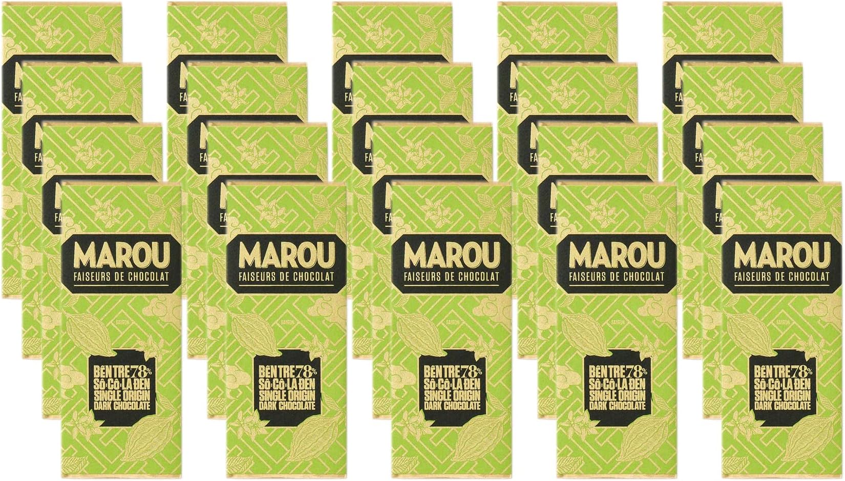 Marou Origin Ben Tre 78% Cacao Dark Chocolate Case Pack of 25 | Vietnam Single Origin, Dairy Free, Gluten Free, Soy Free | 25 x 24g Mini Bar