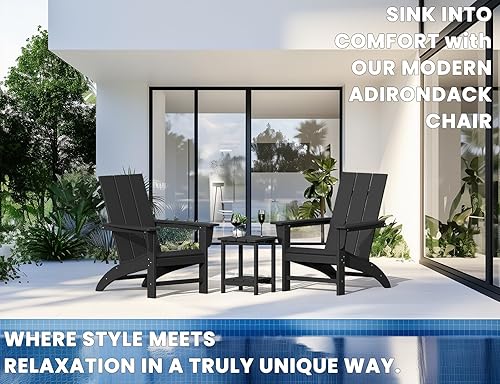 Miniatura 5 de Silla Adirondack moderna, sillas de patio de plástico HDPE para todo tipo de clima, silla para hoguera, sillas de césped al aire libre para terraza,