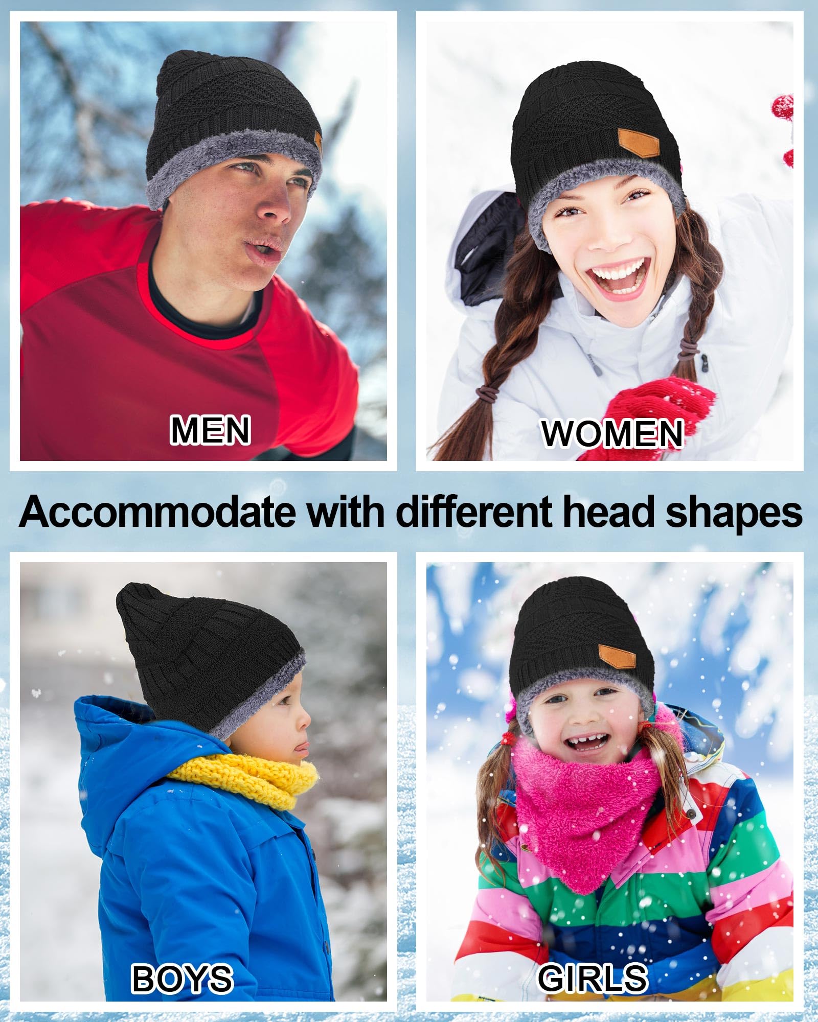 Geyoga Gorros de invierno a granel para hombres y mujeres, con forro polar, gorro cálido de punto de invierno