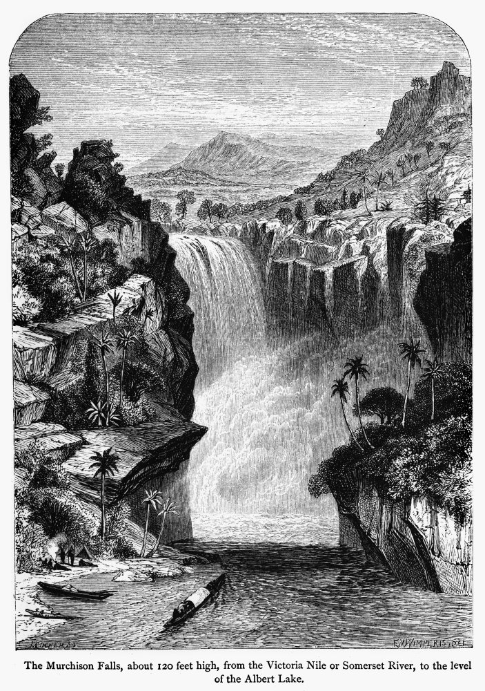 Uganda Murchison Falls Na View Of Murchison Falls Where The Waters Of The Nile Flow Into Lake Albert In Western Uganda Wood Engraving English 1866 After Edmund Morison Wimperis Poster Print by (24 x