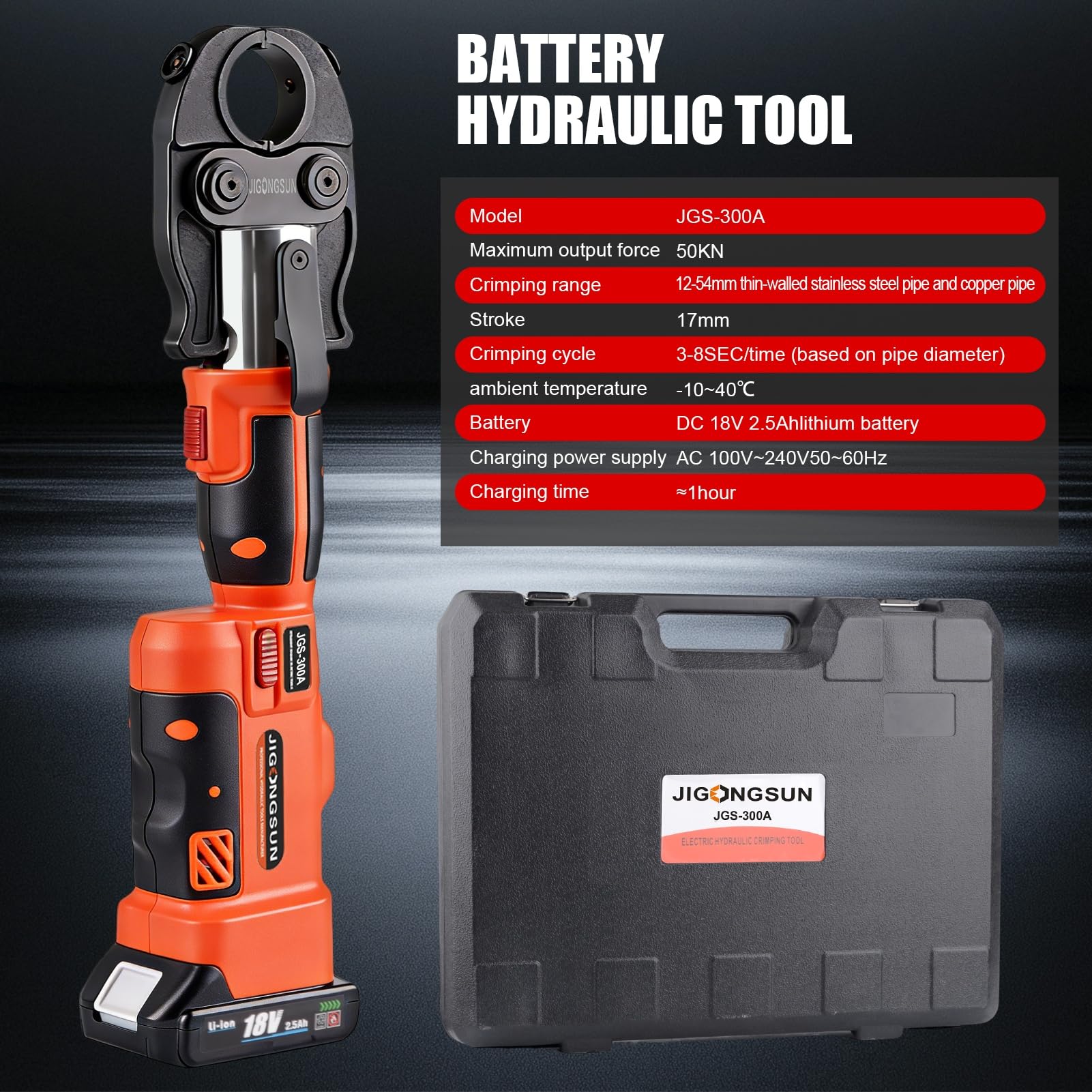 Pro Presswerkzeug mit 1/2 Zoll, 3/4 Zoll, 2,5 cm Pro Press Kupfer-Crimper Tool mit 12 Tonnen Hydraulikleistung, US-Standard-Kupferrohr oder Edelstahlrohr, geeignet für Klempner