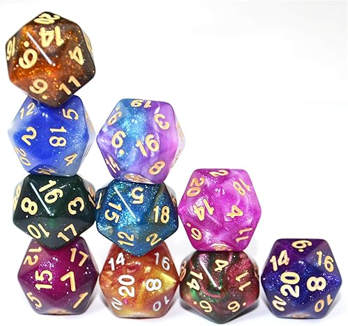 Miniatura 2 de SmartDealsPro Paquete de 10 dados poliédricos D20 de 20 caras para juego de mesa DND RPG MTG (color brillante)