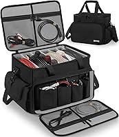 Vista 14 de Bolsa de Archivos de Cables para DJ con 6 Divisores Desmontables Bolsa de Cables de Alta Capacidad para Conciertos para Cables, Equipo de DJ