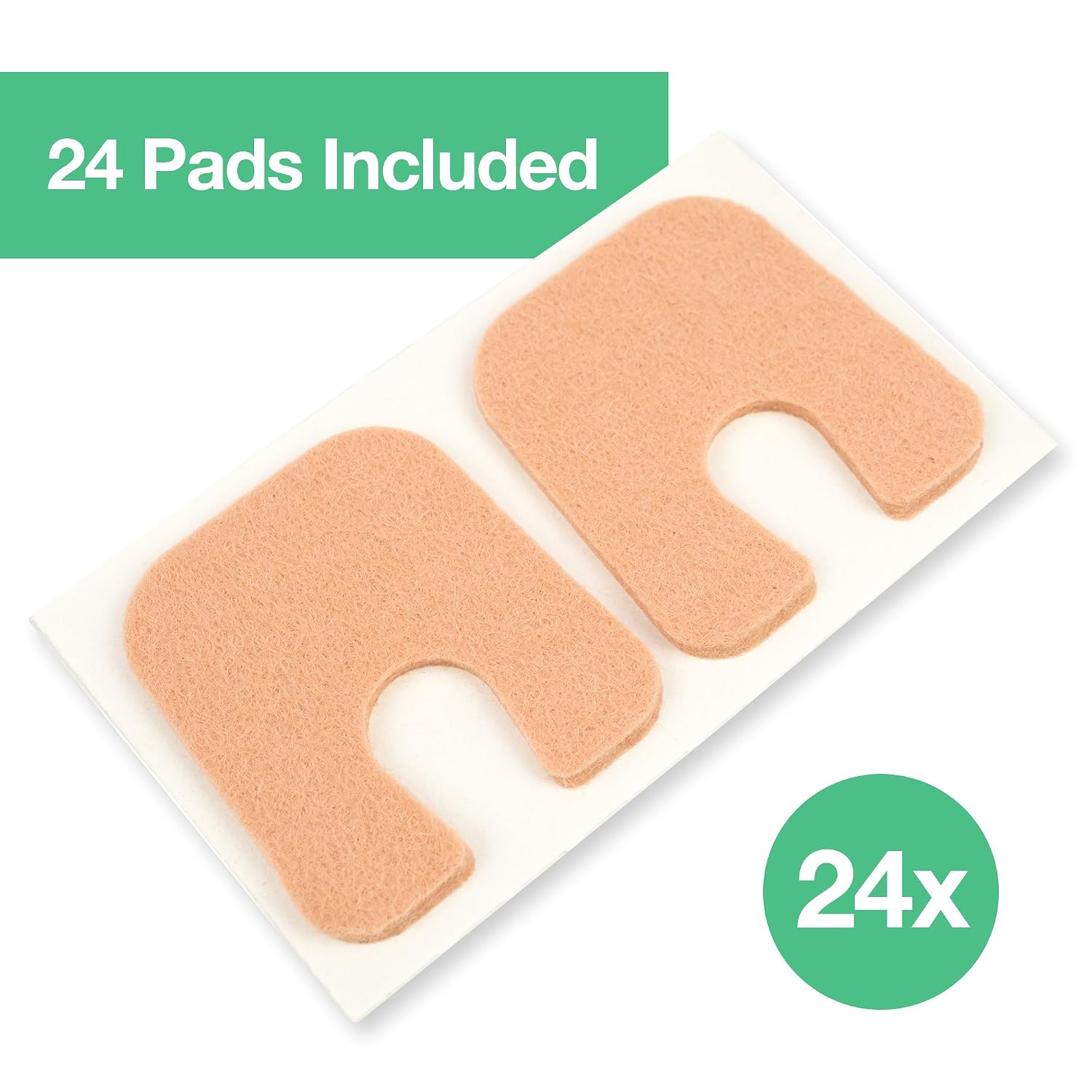 ZenToes U-Shaped Felt Callus Pads | Protect Calluses from Rubbing on Shoes | Reduce Foot and Heel Pain | Pack of 24 1/8” Self-Stick Pedi Cushions