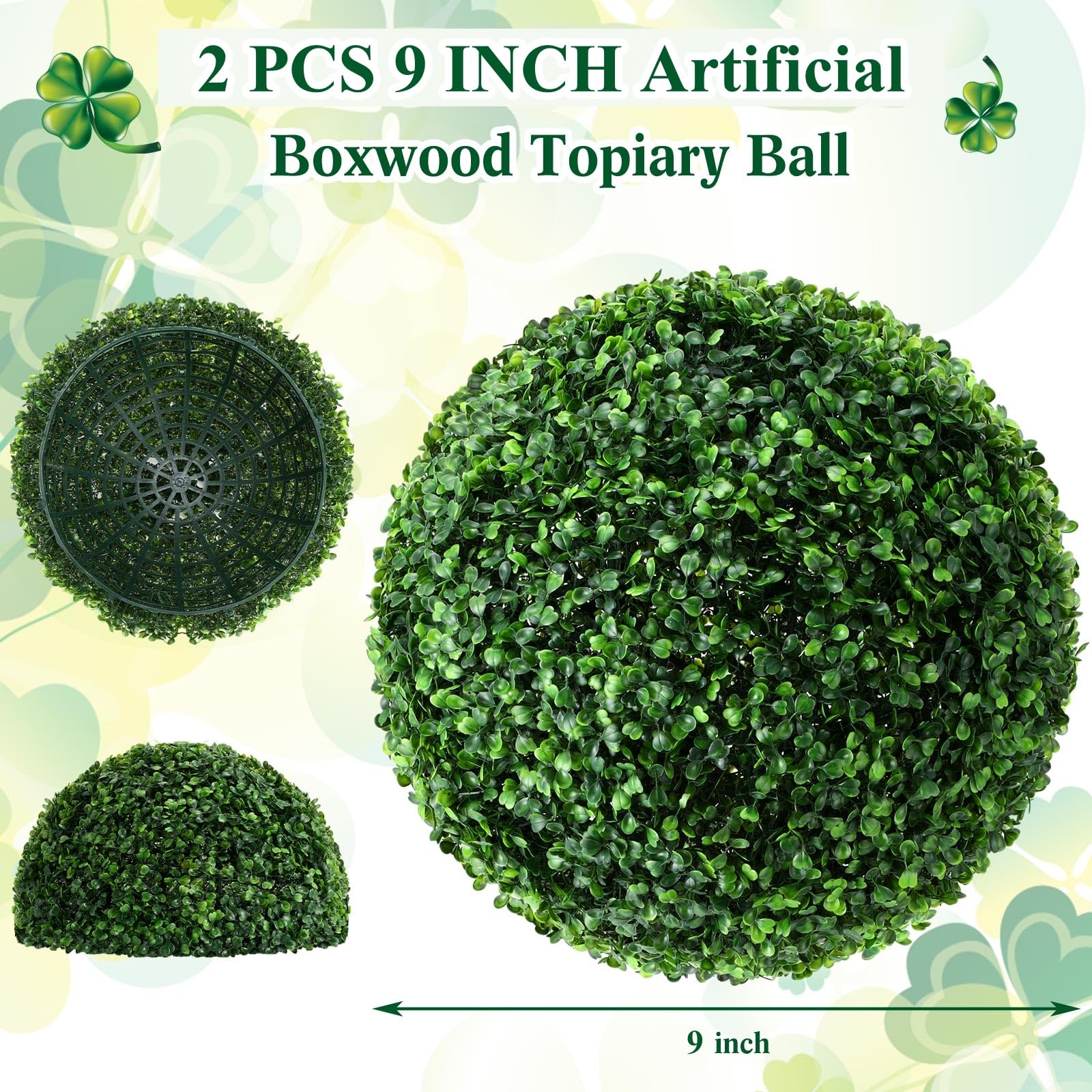 Hotop 2 Pcs 9 Inches Artificial Plant Topiary Ball 4 Layers Garden Spheres Boxwood Balls Artificial Topiaries Spheres Decorative Plants for Backyard, Balcony, Garden, Wedding, Indoor Outdoor Decor