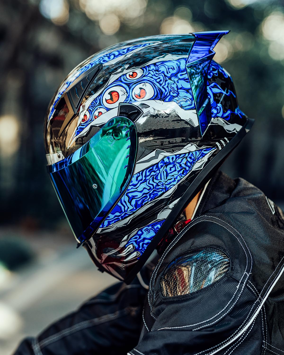 ILM Casco Moto Integral para Hombre y Mujer-Casco Moto con 2 Visores Compatible con Pinlock Transparente y Tintado-Street Bike Motocross Casco DOT&ECE Modelo Z501, Manta Blue, L