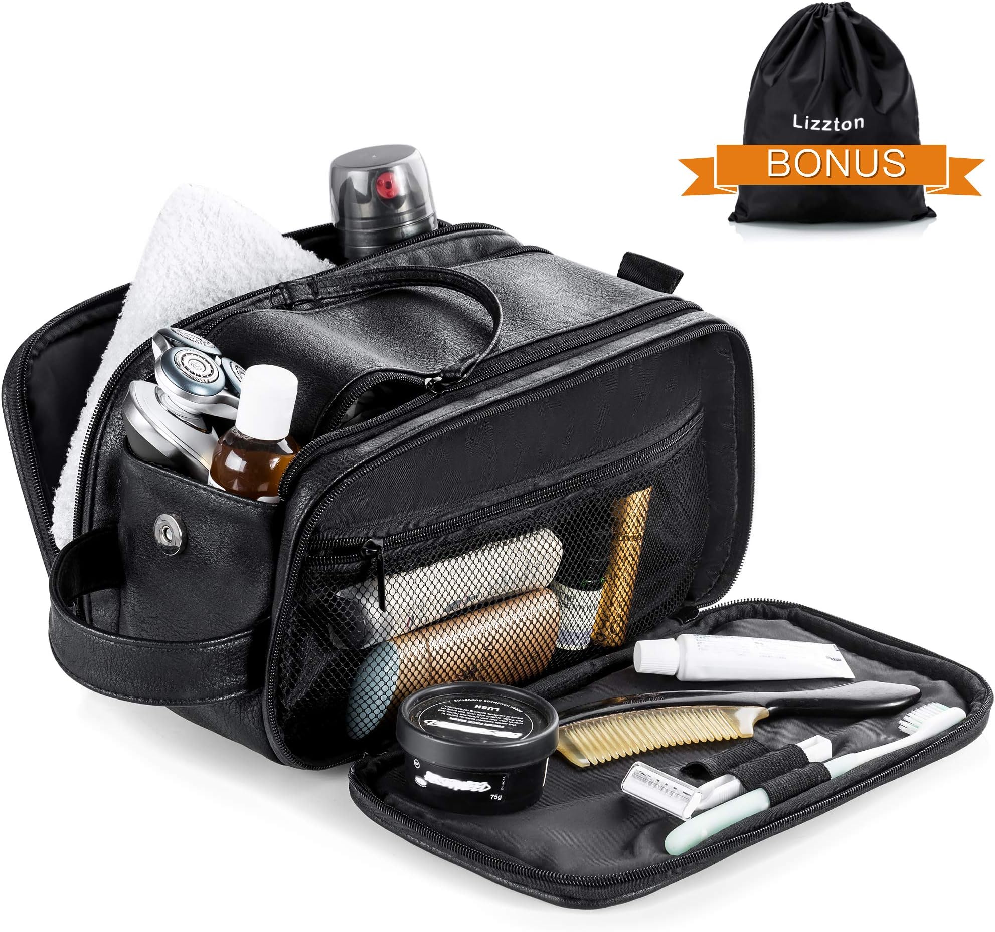 Lizzton Toiletry Bag for Men & Women Large Travel Shaving Dopp Kit Water-resistant Bathroom Toiletries Organizer Bags