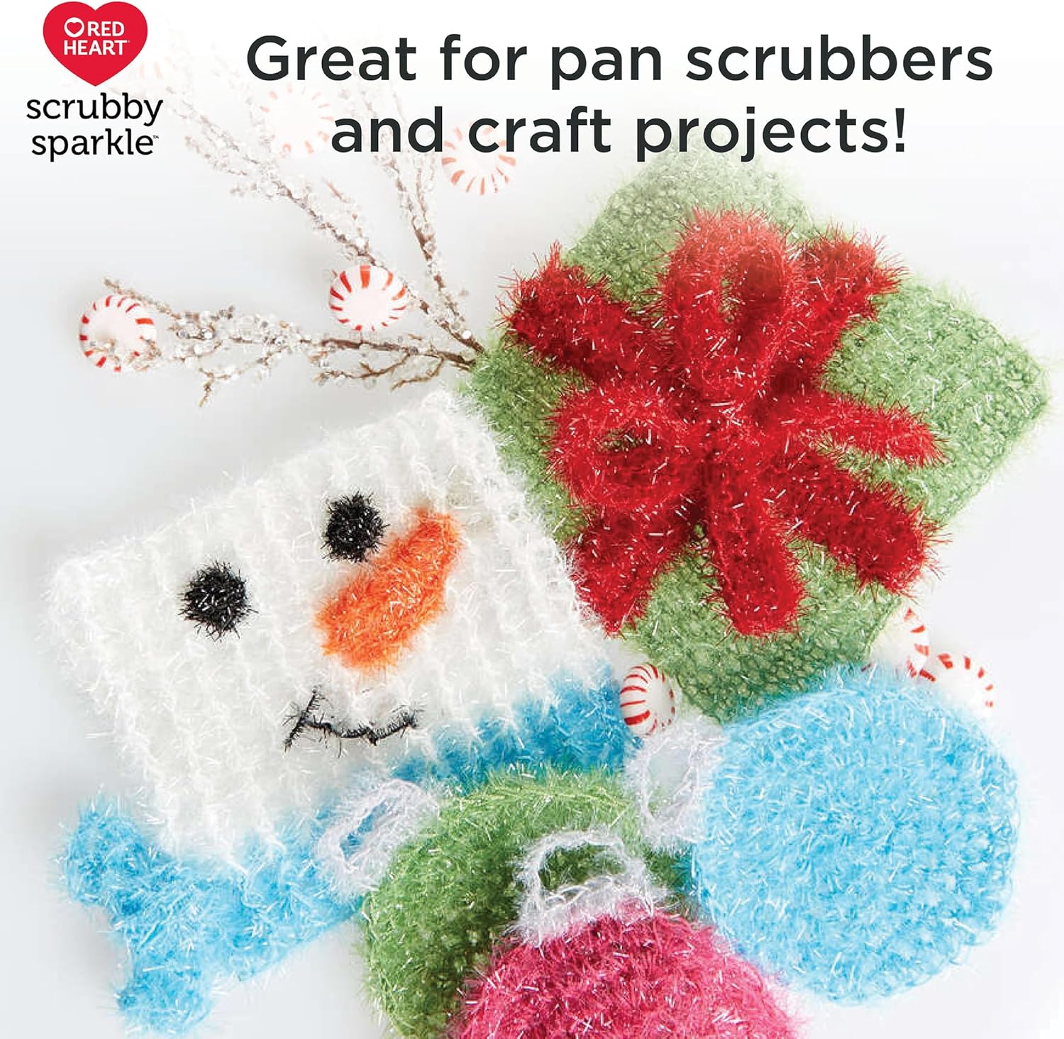 Red Heart Scrubby Sparkle Blueberry Yarn - 3 Pack of 85g/3oz - Polyester - 4 Medium (Worsted) - 174 Yards - Knitting/Crochet