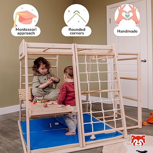 Miniatura 9 de Woodandhearts - Complejo deportivo escandinavo trapecio para niños, parque infantil de madera para interiores, fabricado en Ucrania, gimnasio de la