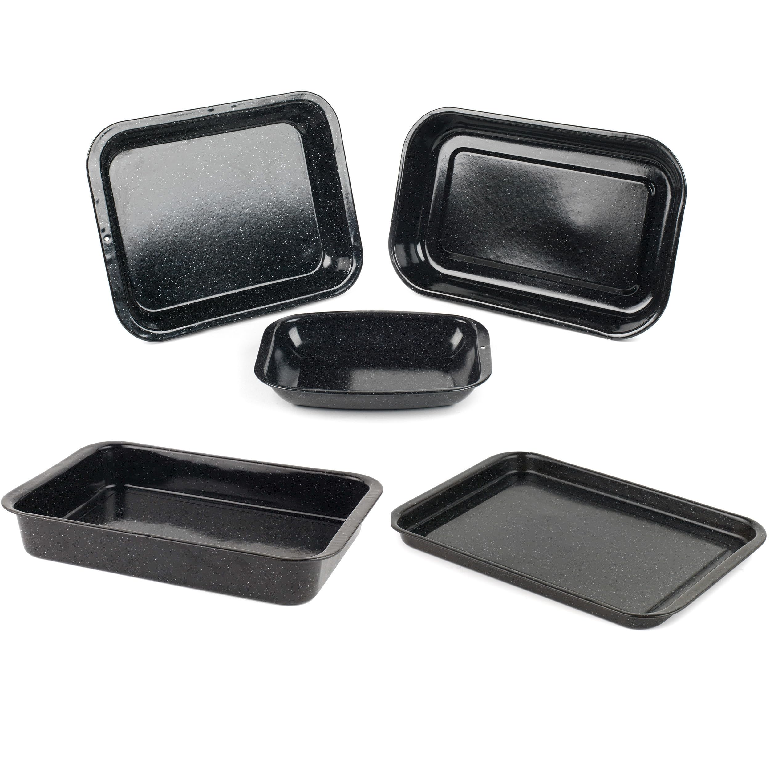 Russell Hobbs COMBO-8235A - Juego de bandeja para hornear y asar, 5 piezas de acero recubierto de esmalte vítreo, con latas para asar, bandeja de picar, bandeja plana para horno, fácil de limpiar,