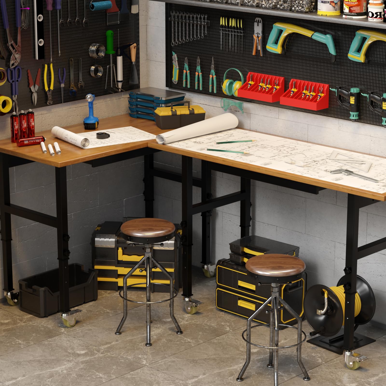 Snapklik.com : 60” Adjustable Work Bench, Heavy Duty Work Table For ...