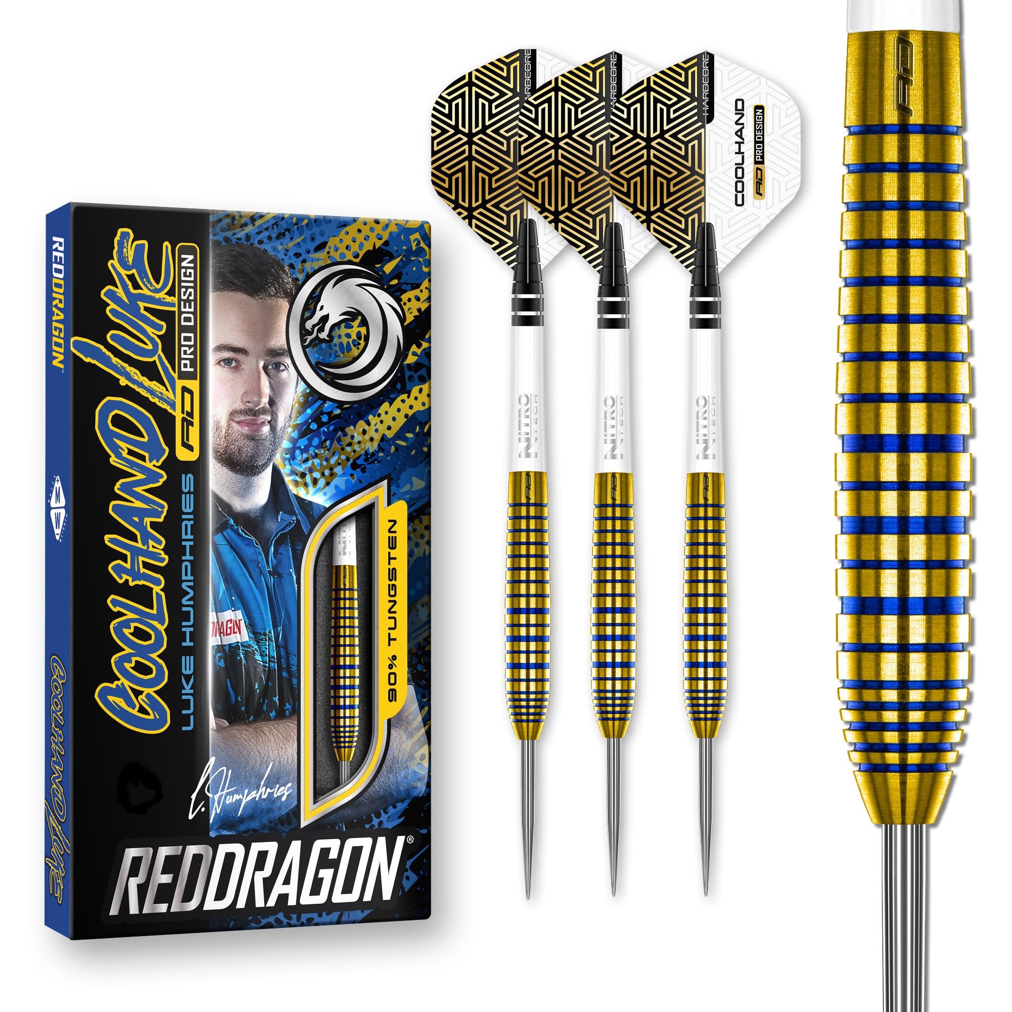 RED DRAGONLuke Humphries TX Series Premium Tungsten Steeltip Dart Set with Flights and Shafts