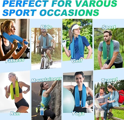 Miniatura 3 de Amgico Paquete de 4 toallas de enfriamiento (40 x 12 pulgadas), toalla de hielo, toallas de enfriamiento para cuello y cara, toalla de microfibra