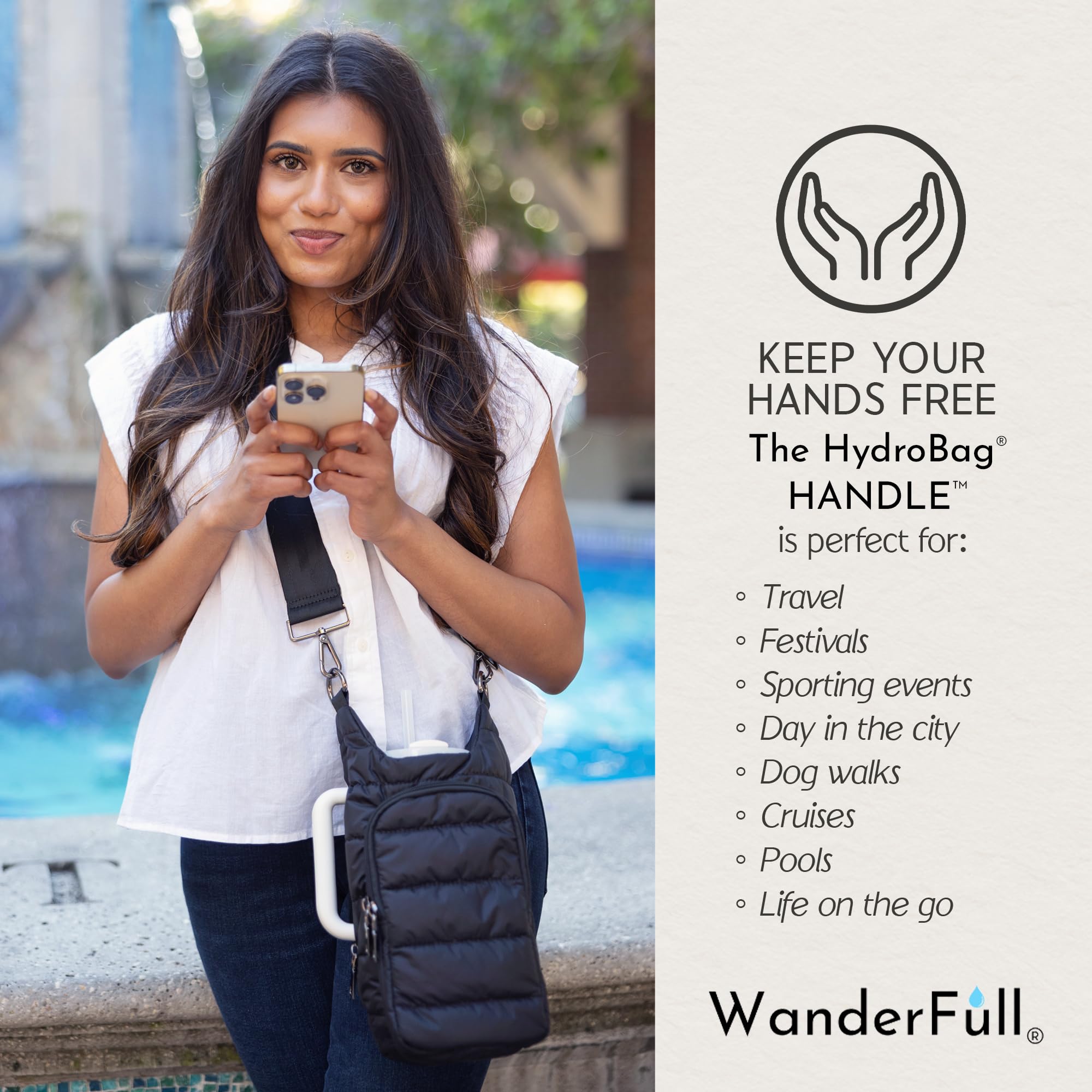 WanderFull Manico Hydrobag oro con finiture in pelle vegana