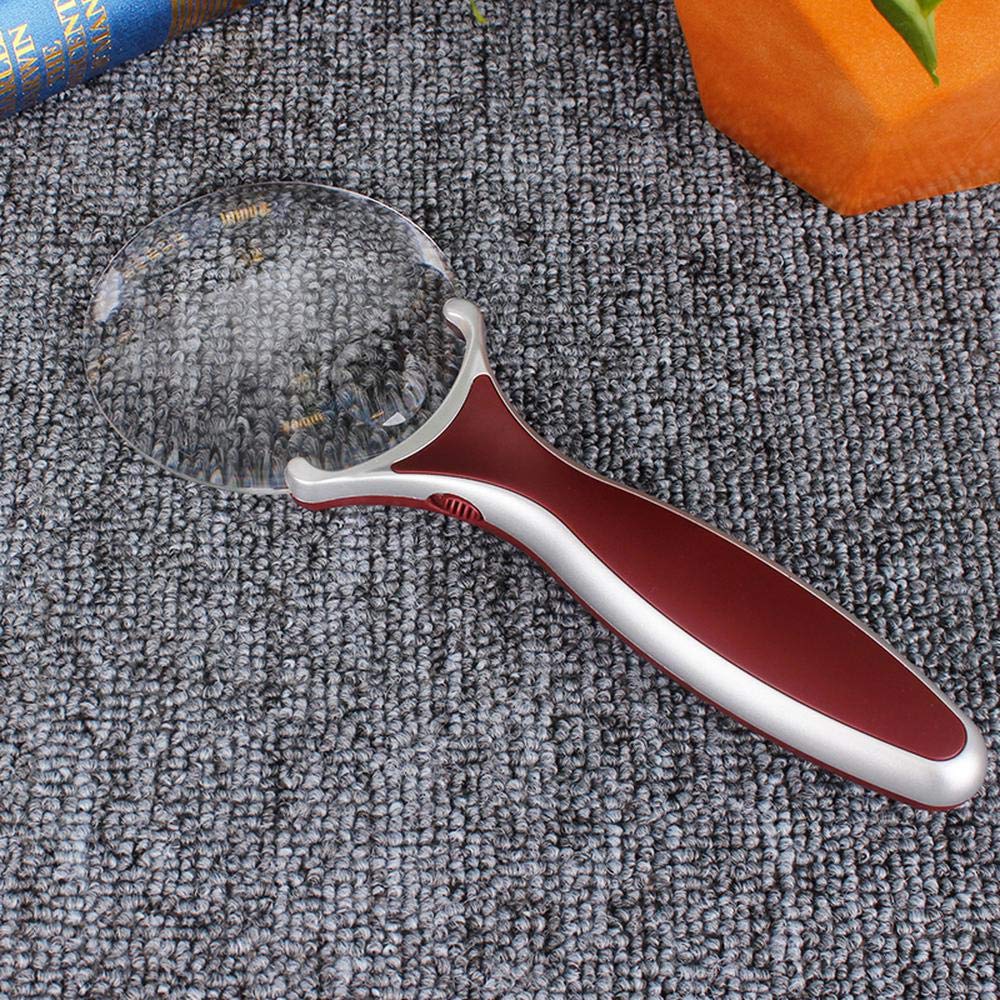 Lupa de Mano sin Marco 3X con Espejo Auxiliar 6X, Lupa con luz LED, Lupa de Lectura portátil roja