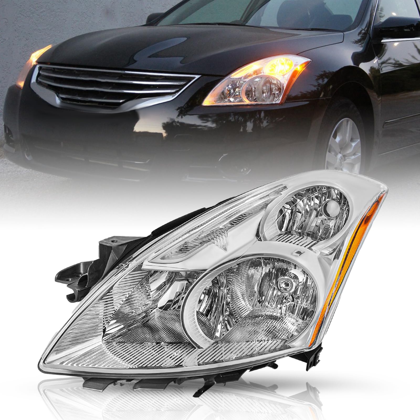 TUSDAR Halogen Headlight Assembly Compatible with 2010-2012 Nissan Altima 4-Door Sedan OE Style Headlamp Driver Left Side LH