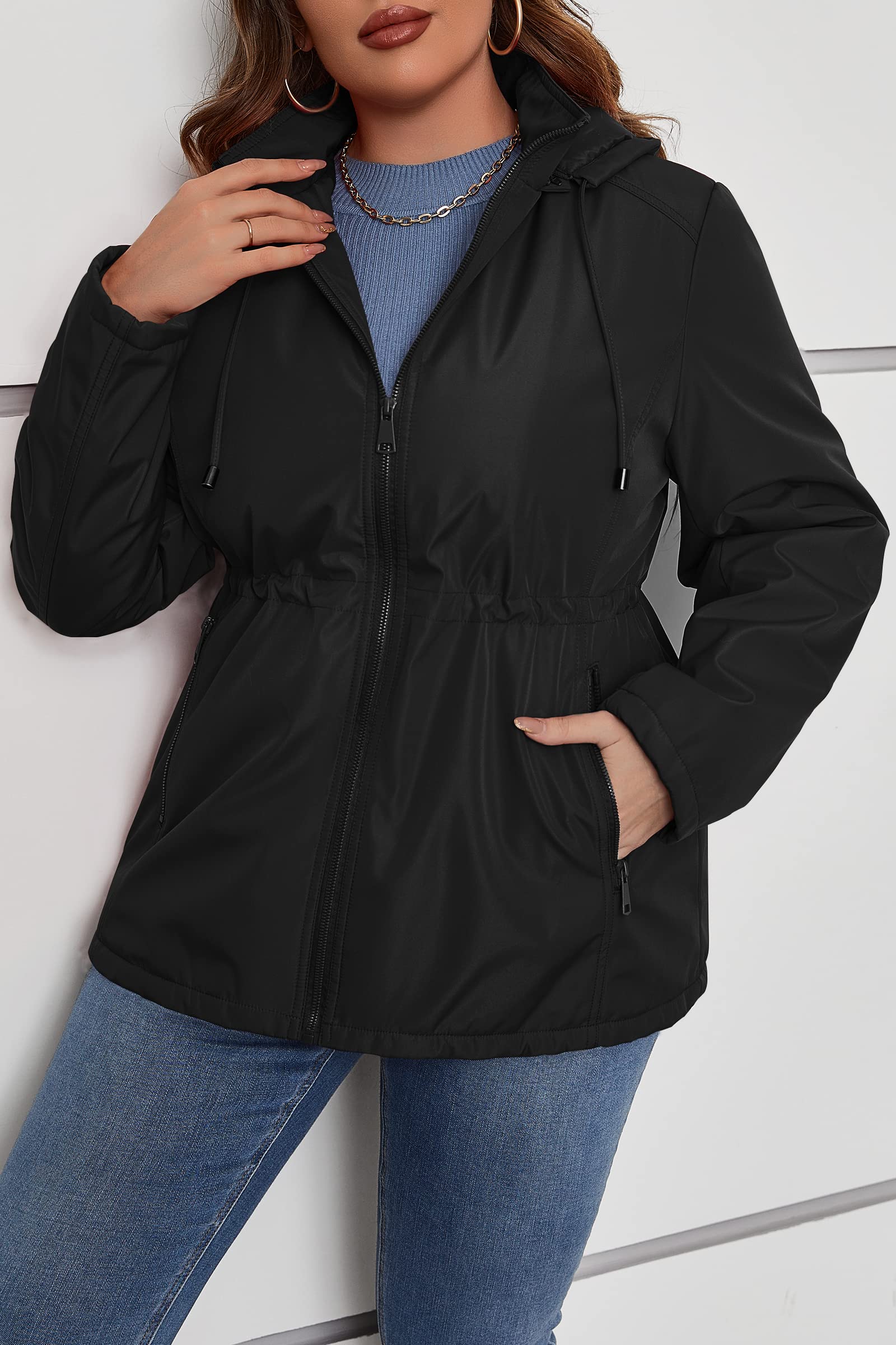 Geschallino Giacca da Donna Imbottita Leggera Foderata Trapuntata Softshell Taglie Forti Invernale con Cappuccio (XL-5XL)