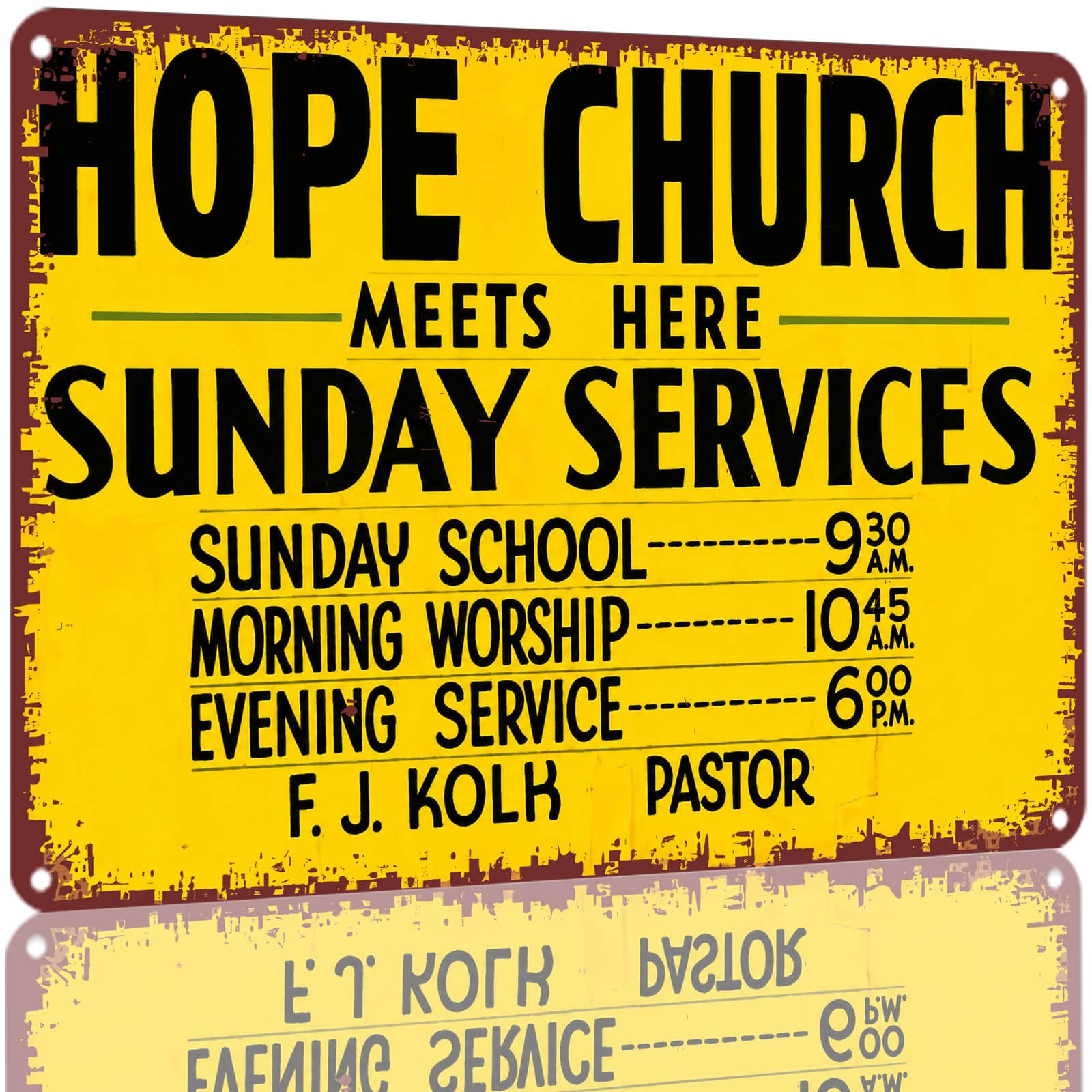 Kwqdozf As Pic 8X12 Inch Vintage Church Notice Aluminum Sign Retro Yellow Metal Tin Sign F