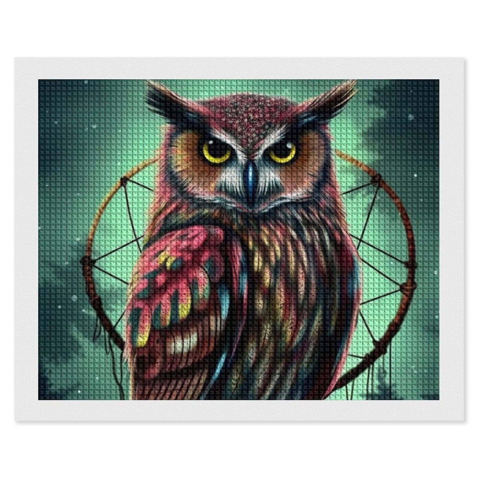 Owl Diamond Art Kits for Adults, DIY 5D Diamonds Painting Kits for Beginner, Round Full Drill Diamond Dots Painting, 16"x20" Diamonds Pictures Gem Art and Crafts Wall Decor