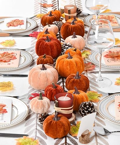 Miniatura 6 de DearHouse 14 calabazas artificiales, cosecha de arce, decoración de otoño, cosecha de Acción de Gracias, decoración del hogar (azul)