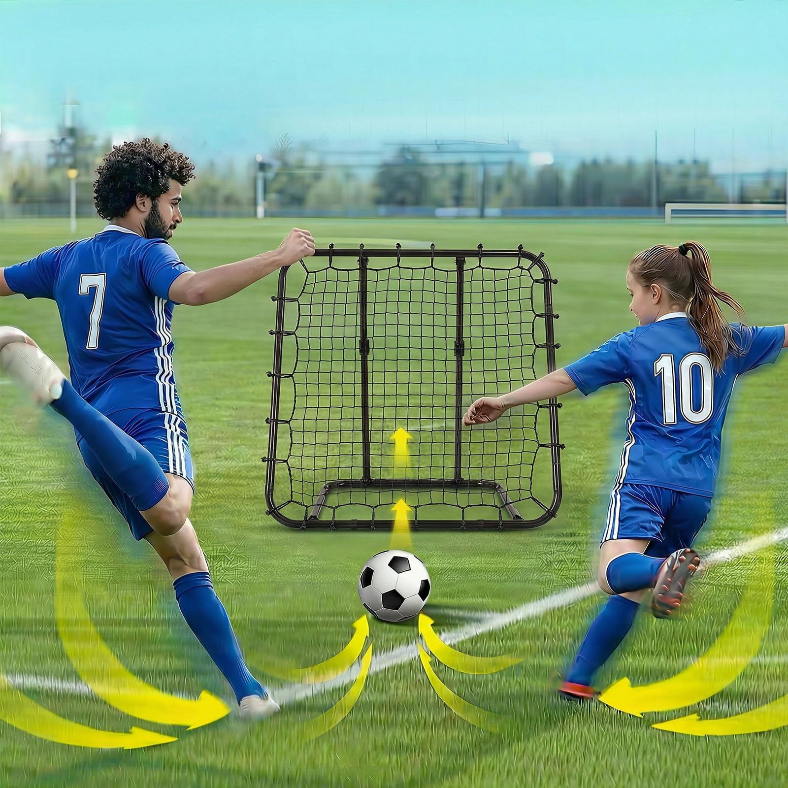 LARMNEE Rebounder für Fußball, Fußball Rebounder, Fussball Rebounder, Höhenverstellbar, Fußbälle Training Ausrüstung, 100 x 85 x 100 cm, für Sportplatz