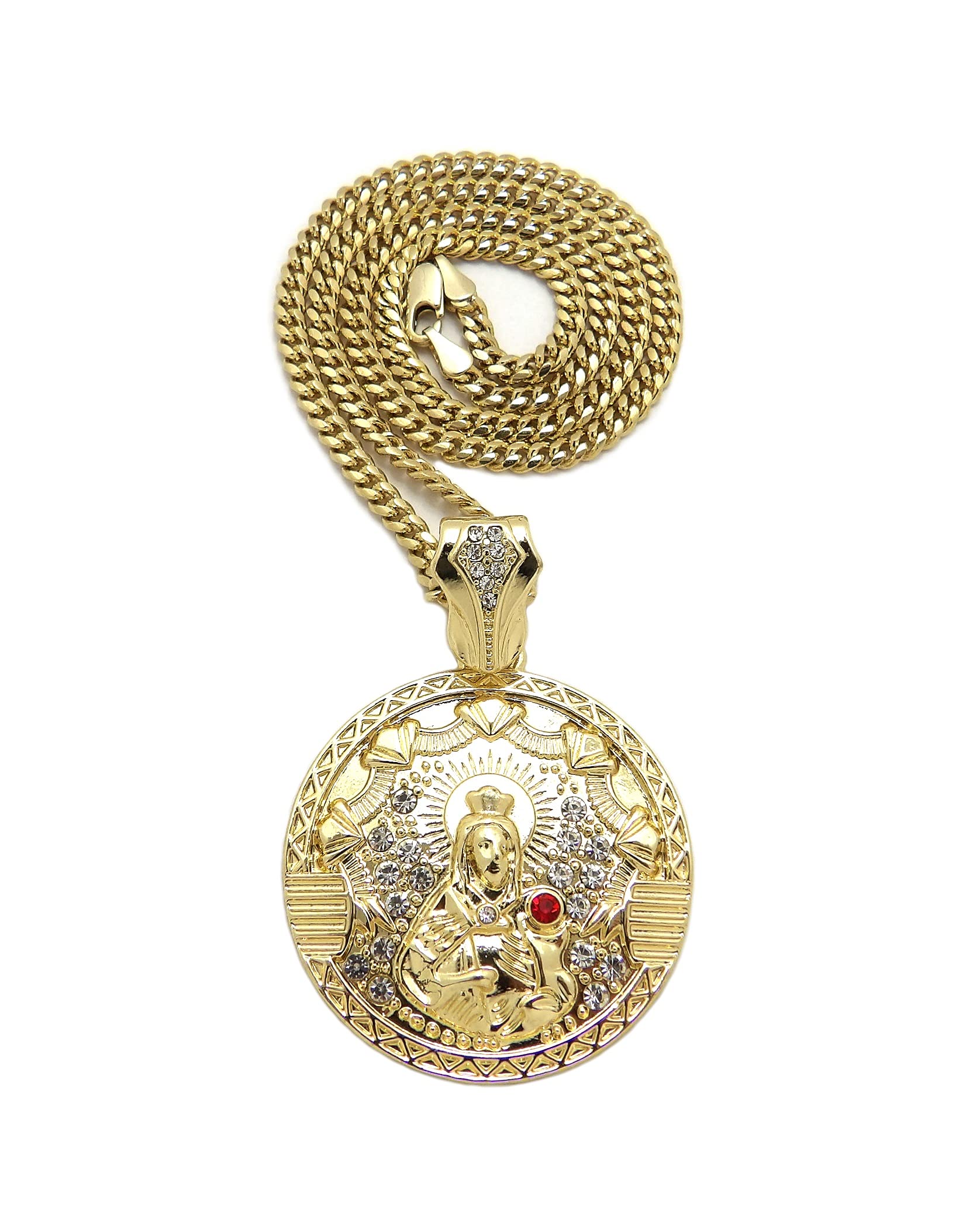 BA UNIQUE FASHION Saint Barbara Medal Pendant Box, Cuban, Rope Chain Necklace