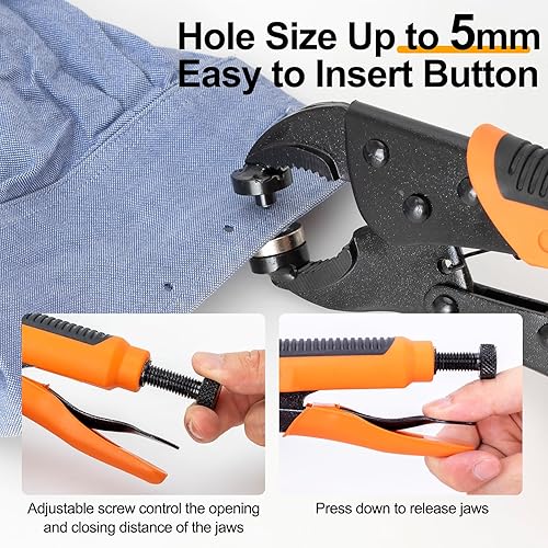 Miniatura 4 de AnnYun Snap Button Kit, Heavy Duty Snap Fasteners Tool, Screw Snap on Tools Included 1pc Snap Plier and 40 Sets 15mm Stainless Snaps, Buttons Snap