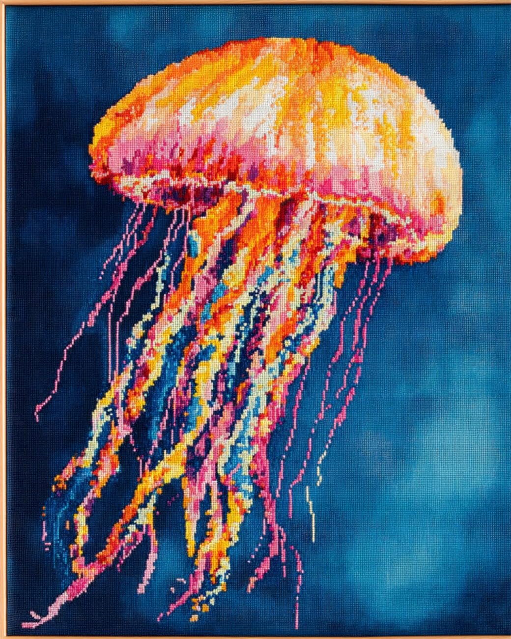 AxiangziK DIY Embroidery Kit Colorful Jellyfish 11CT 50x70cm