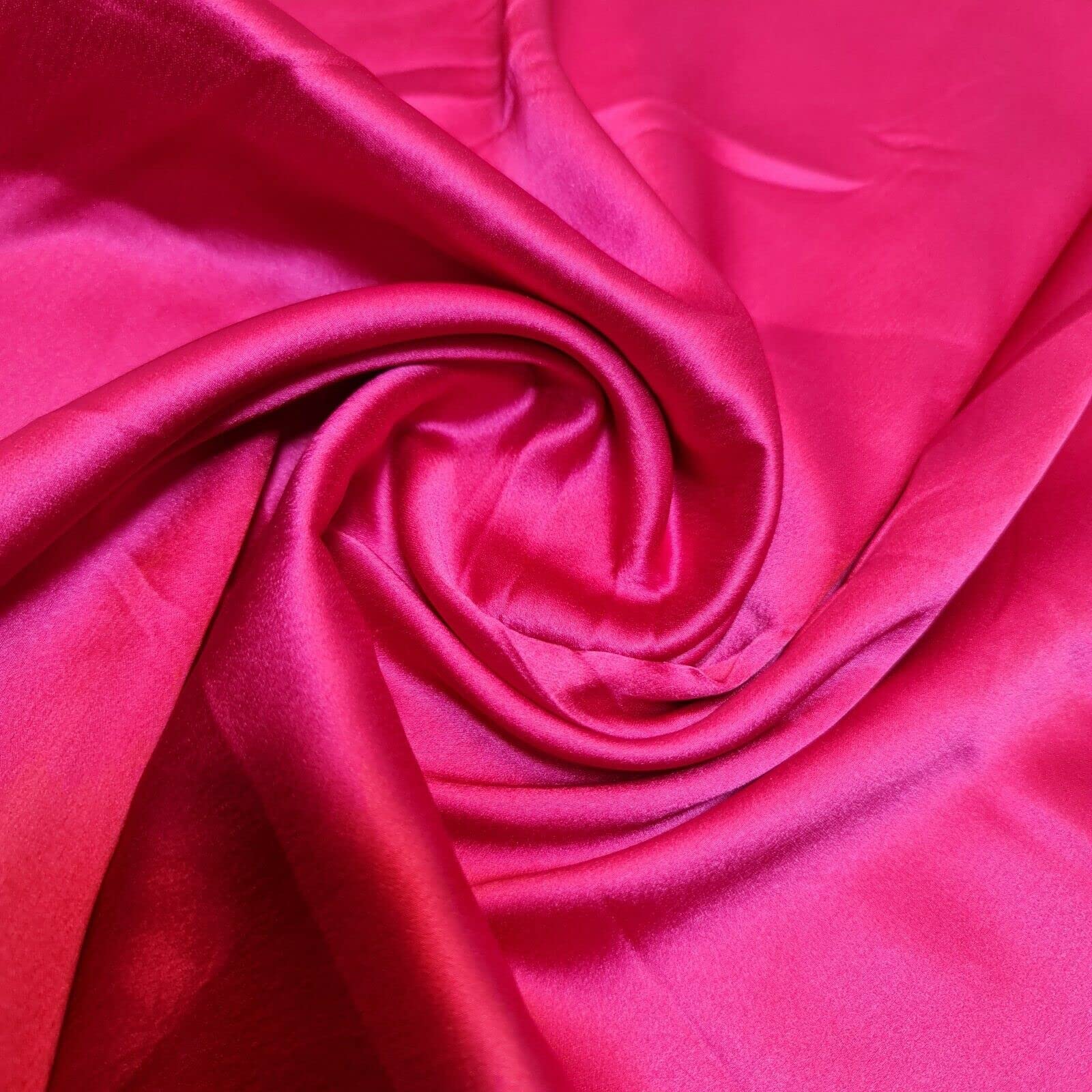 Glossy Charmeuse Silk Satin Bridal Dress Polyester Lining Craft Fabric 44" Meter (5 Meter, Hot Pink)