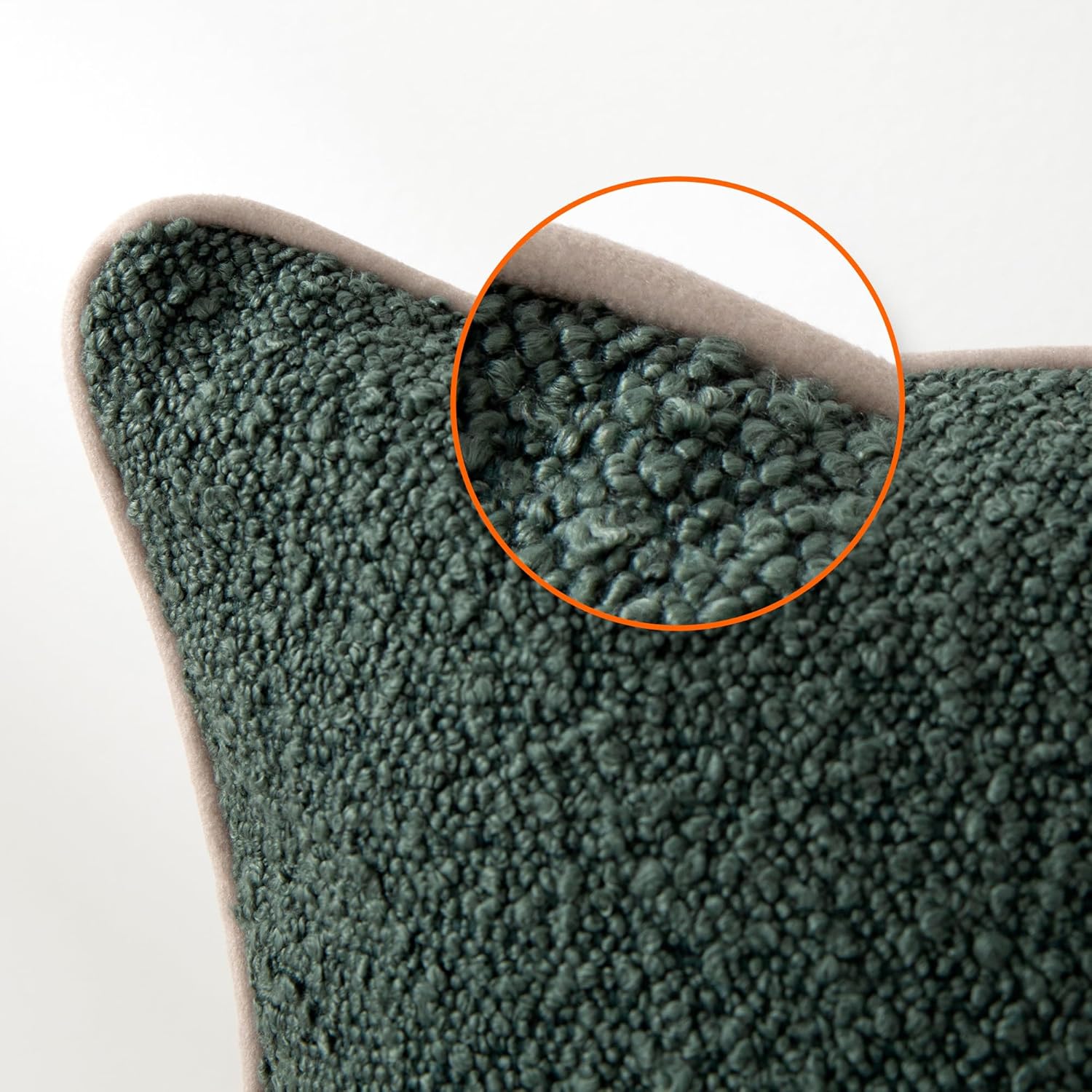 Amazon Basics Boucle Throw Pillow Covers for Couch, Living Room, Home Decor with Hidden Zipper, Green, 22×22in, Pack of 2