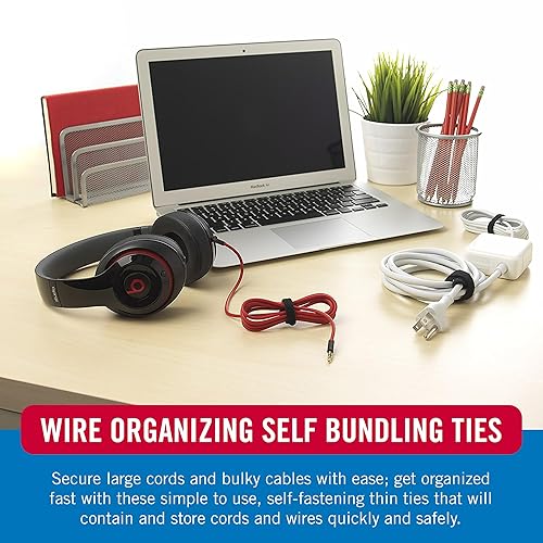 Miniatura 3 de VELCRO Brand Paquete de 150 bridas para cables, 8 pulgadas, regalos para amantes de la tecnología, para organización de cables y organizador