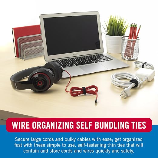 VELCRO Brand Reusable Cable Ties, Organizador de Cables Reutilizable, 8 pulgadas, Negro y Gris, Paquete de 150 | Gestión y Organización de Cables miniatura 3